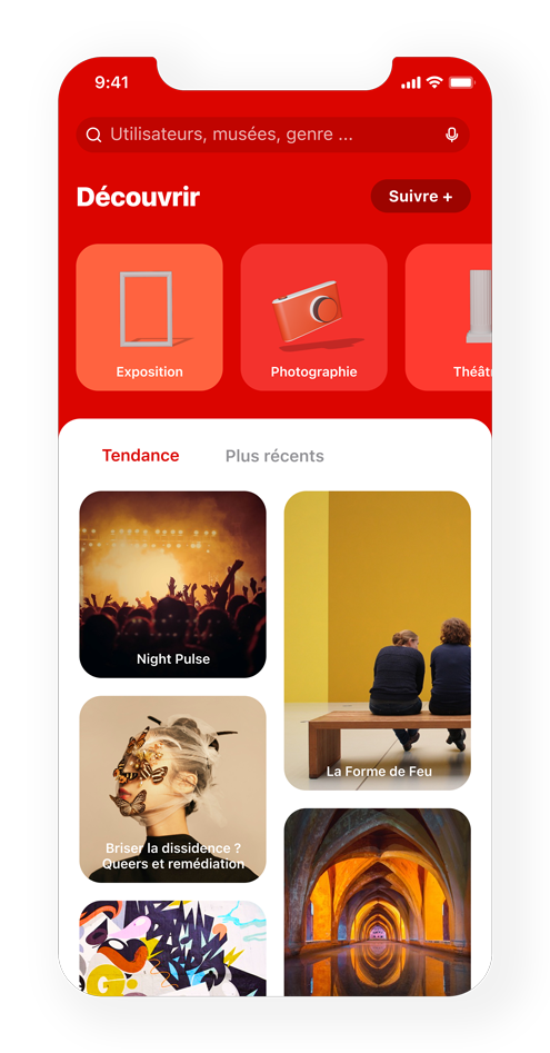 illustration de la partie découvrir de l'application